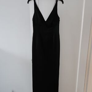 Tahari Black Satin Evening Dress